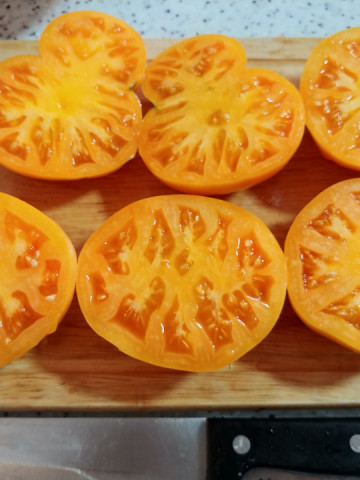 Amana Orange (40 seminte) rosii portocalii soi heirloom tip beefsteak, Burpee SUA
