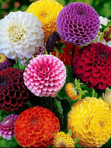 Dalia Pompon (60 seminte) de dalia mix pompon flori in forma unui glob, Opal