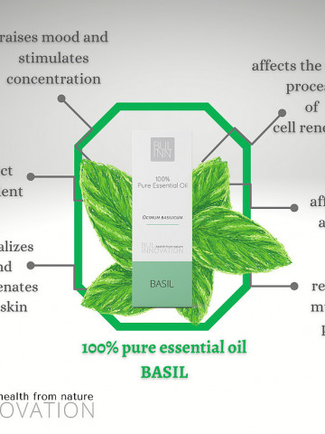 Ulei esential de Busuioc (5 ml) 100% pur si natural, cu efect de revitalizare si reintinerire a pielii, Bulinn