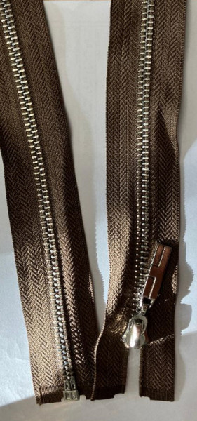 Fermoar metalic T5 80cm Nickel maron deschis
