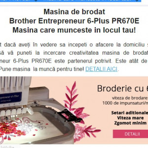 Masina de brodat Brother Entrepreneur 6-Plus PR670E Masina care munceste in locul tau!