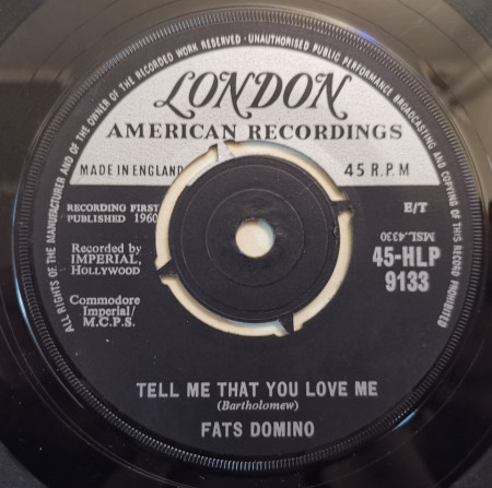 Fats Domino ‎– сингъл Tell Me That You Love Me