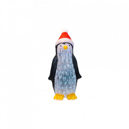 Pinguin decoratiune luminoasa de exterior din acril cu 150 led-uri, 8 jocuri de lumini, culoare multicolor, dimensiune 98 cm, alimentare la priza, HB-602