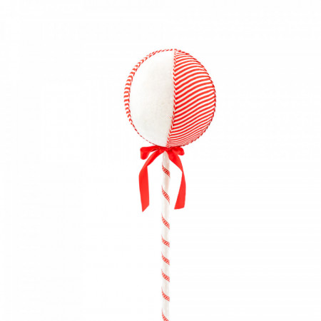 Decoratiune brad in forma de Lollipop, culoare alb cu rosu, dimensiune: 18x18x66 cm, MI-600