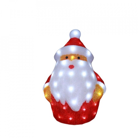 Decoratiune de exterior cu lumini, Mos Craciun din acril, 50 Led-uri, dimensiune produs 45cm, 8 jocuri de lumini, cablu de alimentare 3m