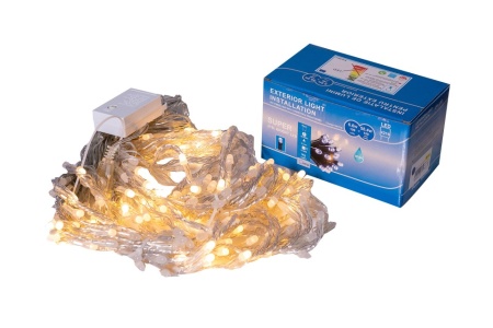 Perdea Lumini de exterior, 216 Led- Lumina Calda 2.5m x 1.5m, caseta joc de lumini, interconectabila