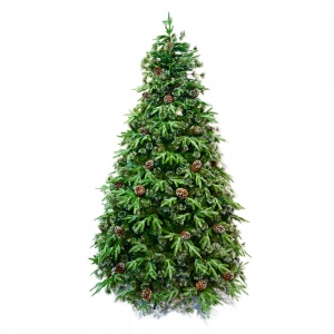 Brad artificial DeLux cu cristale de geata, culoare verde, dimensiune 270 cm, TP1013-270