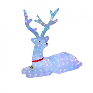 Decoratiune de exterior cu lumini, Ren din acril, 176 Led-uri, dimensiune produs 80cm, 8 jocuri de lumini, cablu de alimentare 3m