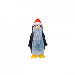 Pinguin decoratiune luminoasa de exterior din acril cu 150 led-uri, 8 jocuri de lumini, culoare multicolor, dimensiune 98 cm, alimentare la priza, HB-602