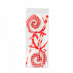 Decoratiune brad in forma de Lollipop, culoare alb cu rosu, dimensiune: 8.5x1.5x24 cm, 4 buc/set MI-615