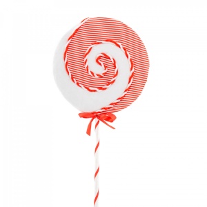 Decoratiune brad in forma de Lollipop, culoare alb cu rosu, dimensiune: 25x4x70 cm, MI-595