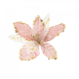 Decoratiune pentru brad in forma de floare, culoare roz, dimensiune 30 cm, MI-1069