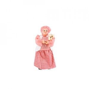 Doamna Craciun , decoratiune muzicala cu miscare lenta, culoare roz, dimensiune 50, cu baterii, HB-1007-50