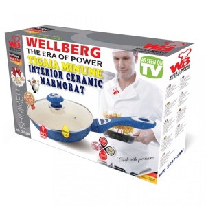 Tigaie WELLBERG WB2267-28M cu interior din ceramica marmorata