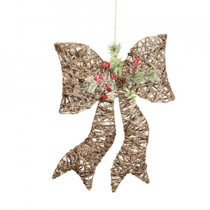 Funda decorativa din canepa naturala si franghie de hartie pe cadru de sarma de cupru 40 led-uri cu lumini albe calde + transformator