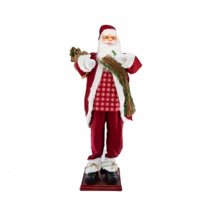 Mos Craciun muzical cu miscare lenta, cuoare rosu, dimensiune 180 cm, alimentare la priza HB-1001-180