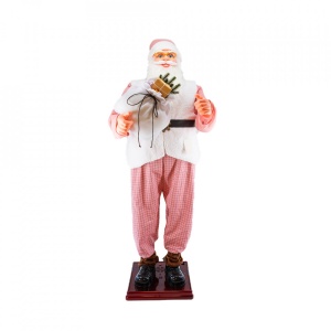 Mos Craciun muzical cu miscare lenta, cuoare roz dimensiune 180 cm, alimentare la priza HB-1006-180