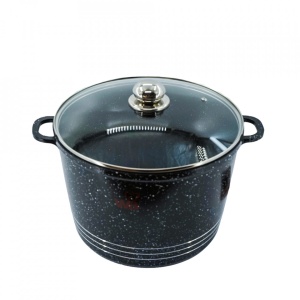 Oala din aluminiu cu interior marmorat cu capac din sticla termorezistenta, 10.6 L, Wellberg WB 005-28N