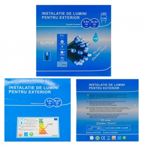 Perdea Lumini de exterior, 4m x 5m, 1200 Led Lumina Calda cu Rosu, joc de lumini, interconectabila, fir alb, SW-1200W-CLD-R