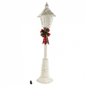 Lampadar cu fir de bumbac alb cu spray de zapada, cu lumini 80 led-uri de culoare alba calda + transformator