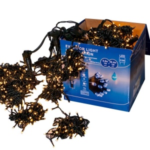 Perdea Lumini de exterior, 4m x 5m, 1200 Led Lumina Calda cu Albastru, joc de lumini, interconectabila, fir verde, SW-1200G-CLD-B
