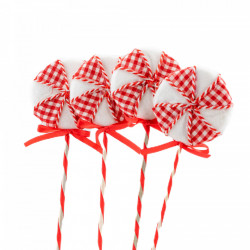 Decoratiune brad in forma de Lollipop, culoare alb cu rosu, dimensiune: 8.5x1.5x24 cm, 4 buc/set MI-616