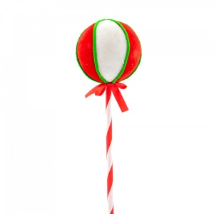 Decoratiune brad in forma de Lollipop, culoare alb cu rosu, dimensiune: 15x15x62 cm, MI-665