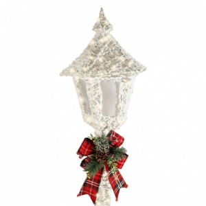 Lampadar cu fir de bumbac alb cu spray de zapada, cu lumini 80 led-uri de culoare alba calda + transformator