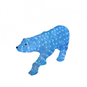 Decoratiune de esterior cu lumini, Urs Polar din acril, 224 Led-uri, dimensiune produs 120cm, 8 jocuri de lumini, cablu de alimentare 3m