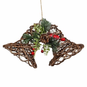 Clopotei din ratan natural cu plastic si sarma de cupru 35 led-uri lumini albe calde + transformator