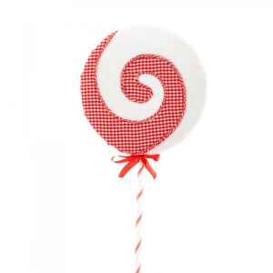 Decoratiune brad in forma de Lollipop, culoare alb cu rosu, dimensiune: 32x4x77cm, MI-515