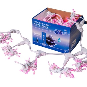 Perdea Lumini de exterior, 3m x 1.5m, 400 Led Roz, interconectabila