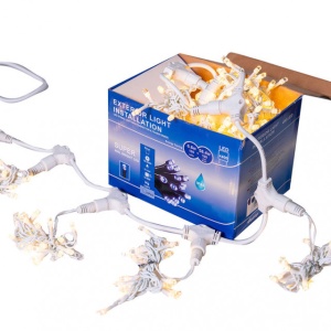 Perdea Lumini de exterior, 4m x 5m, 1200 Led Lumina Calda cu Rosu, joc de lumini, interconectabila, fir alb, SW-1200W-CLD-R