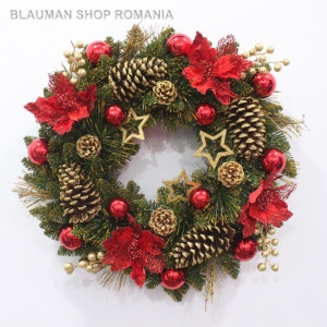 Coronita brad artificial cu decoratiuni, 50cm, TP-117-R