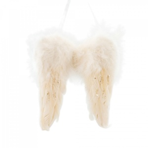 Decoratiune brad Aripi de Inger, culoare alb, dimensiune: 18x5x22cm, MI-573