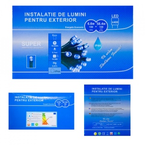 Perdea Lumini de exterior, 3m x 1.5m, 400 Led Albastru, interconectabila, culoare verde inchis, SW-400G-B