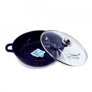 Cratita din aluminiu cu interior marmorat si capac din sticla termorezistenta, 5.5L Blaumann BL 103-32M