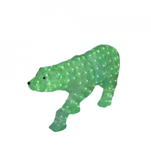 Decoratiune de esterior cu lumini, Urs Polar din acril, 224 Led-uri, dimensiune produs 120cm, 8 jocuri de lumini, cablu de alimentare 3m