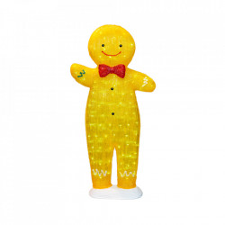 Gingerbread Man decoratiune luminoasa de exterior din acril cu 150 led-uri, 8 jocuri de lumini, culoare multicolor, dimensiune 100cm, alimentare la priza, HB-614