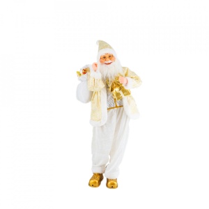 Mos Craciun muzical cu miscare lenta, cuoare alb, dimensiune 90 cm, cu alimentare la priza, HB-1000-90