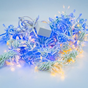 Perdea Lumini de exterior, 4m x 3m, 1200 Led Lumina Calda cu Albastru, joc de lumini, interconectabila, fir alb, SW-1200W-CLD-B1