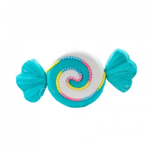 Decoratiune brad in forma de bomboana, culoare alb cu albastru, dimensiune:52x7x25cm, MI-668