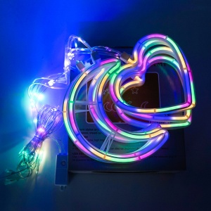 Instalatie in forma de Luna cu Inimioare , BL-384-M, Lumina Multicolor