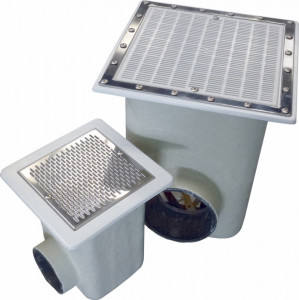 SCURGERE PRINCIPALA"NORM" DIN POLIESTER SI FIBRA DE STICLA - 335 MM X 335 MM - PISCINE DIN LINER SAU PREFABRICATE