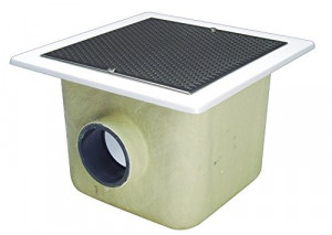 SCURGERE MODEL DIN POLIESTERSI FIBRA DE STICLA - 330 MM x 330 MM. GRILAJ DIN OTEL INOXIDABIL. ORIFICII < 8 MM