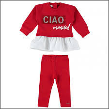 Costum rosu cu bluza si colant pentru fete IDO