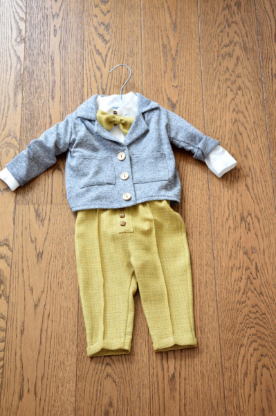 Costumde baiat cu pantalon galben din in 5 piese