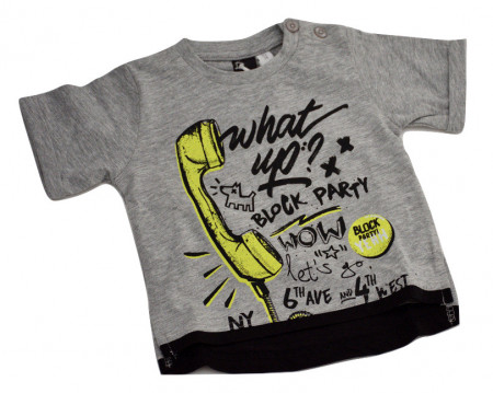 Tricou copii, gri un telefon imprimat