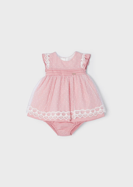 Rochie din in cu buline bebe fetita