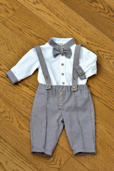 Costum de botez cu pantalon din tercot, 4 piese